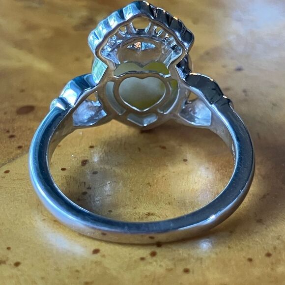 Natural Connemara Marble Sterling Silver Claddagh Ring Size 7 - Picture 5 of 9